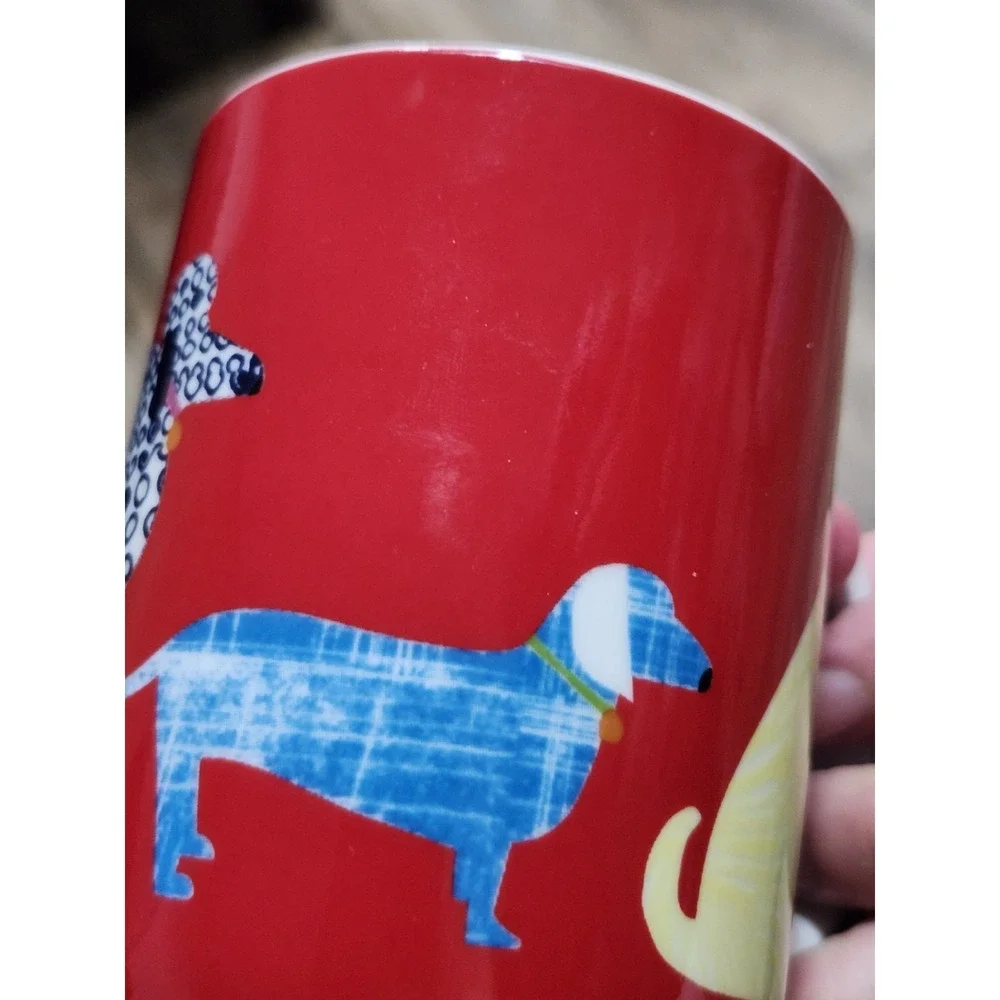 Vintage West Elm Dog Cat Lover Rescue Mug ASPCA Coffee Cup Art Poodle Lab 12 oz